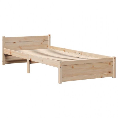 Sengeramme med sengegavl og hylder 90 x 200 cm - massivt fyrretræ