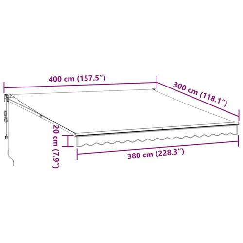 Foldemarkise 4x3 m stof og aluminium antracitgrå og hvid