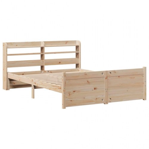 Sengeramme med sengegavl 135 x 190 cm i massivt fyrretræ