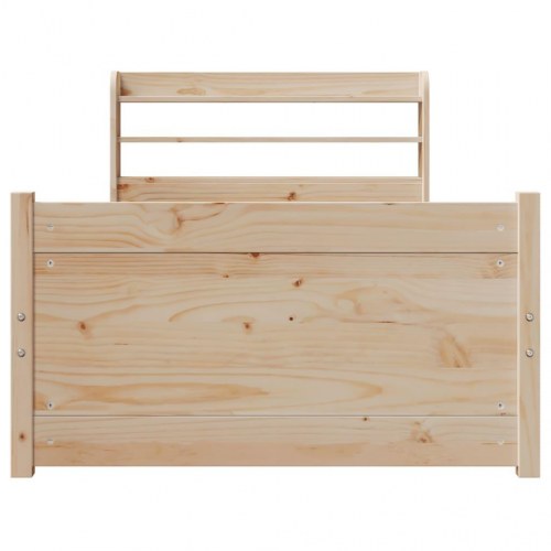 Sengeramme med gavl 90x190 cm - massivt fyrretræ med hylder