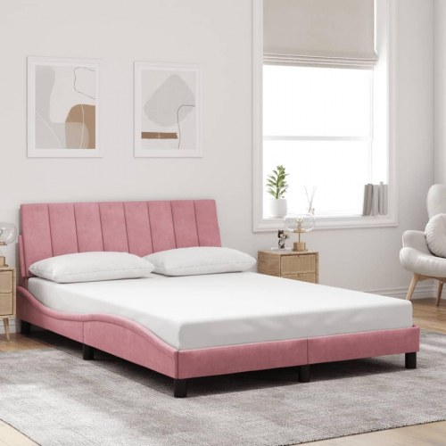 Sengeramme med LED Hanko 120 x 200 cm uden madras - lyserød