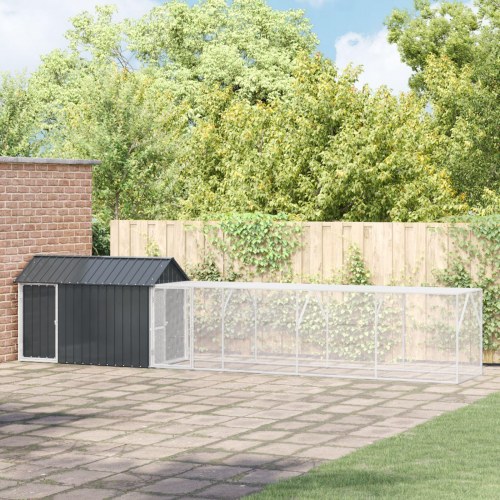 Fuglebur med udvidelse Antracit 112x619x141 cm Stål