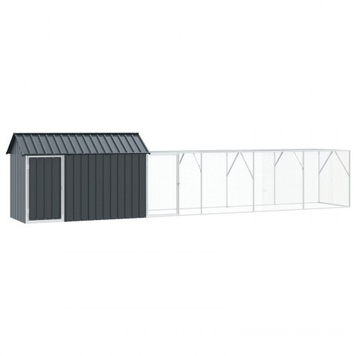 Fuglebur med udvidelse Antracit 112x619x141 cm Stål