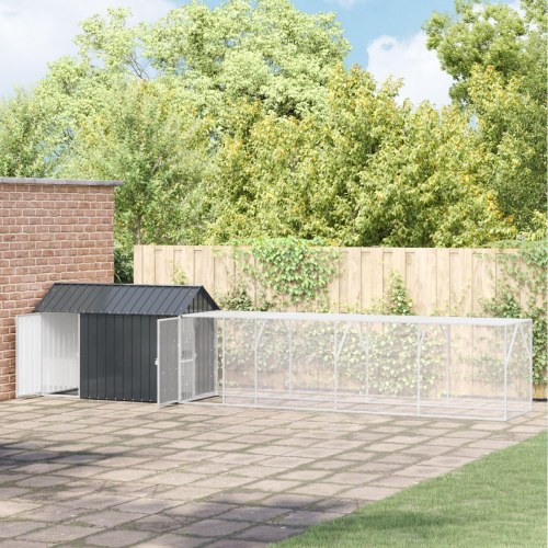 Fuglebur med udvidelse Antracit 112x619x141 cm Stål