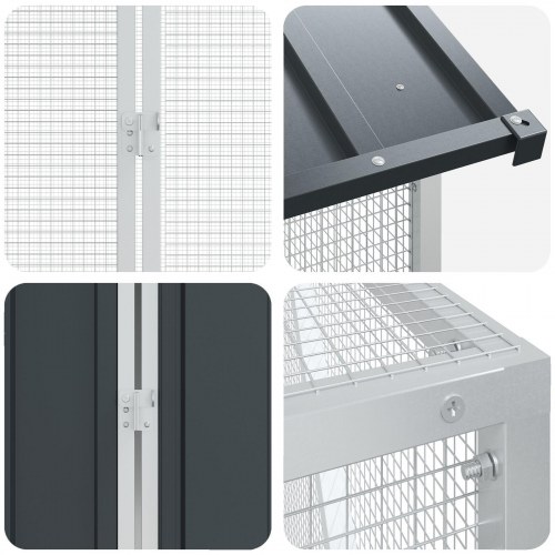 Fuglebur med udvidelse Antracit 112x619x141 cm Stål