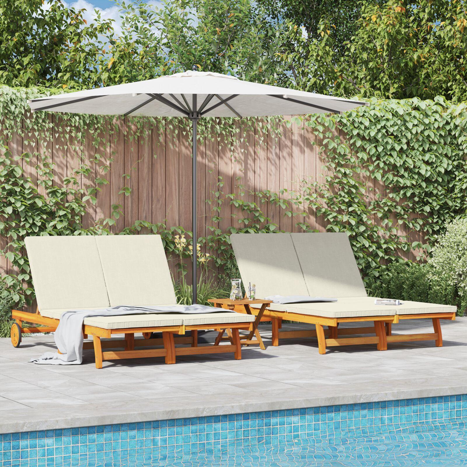 Solstol med pude Brun 125 x 200 x 84cm Massivt akacietræ