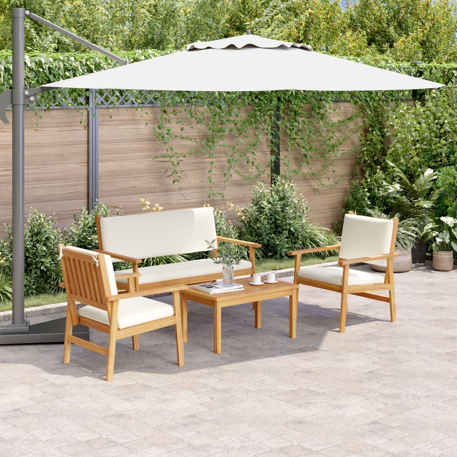 Havesofa Sæt 4 stk Brun 75 x 45 x 38cm Massivt akacietræ