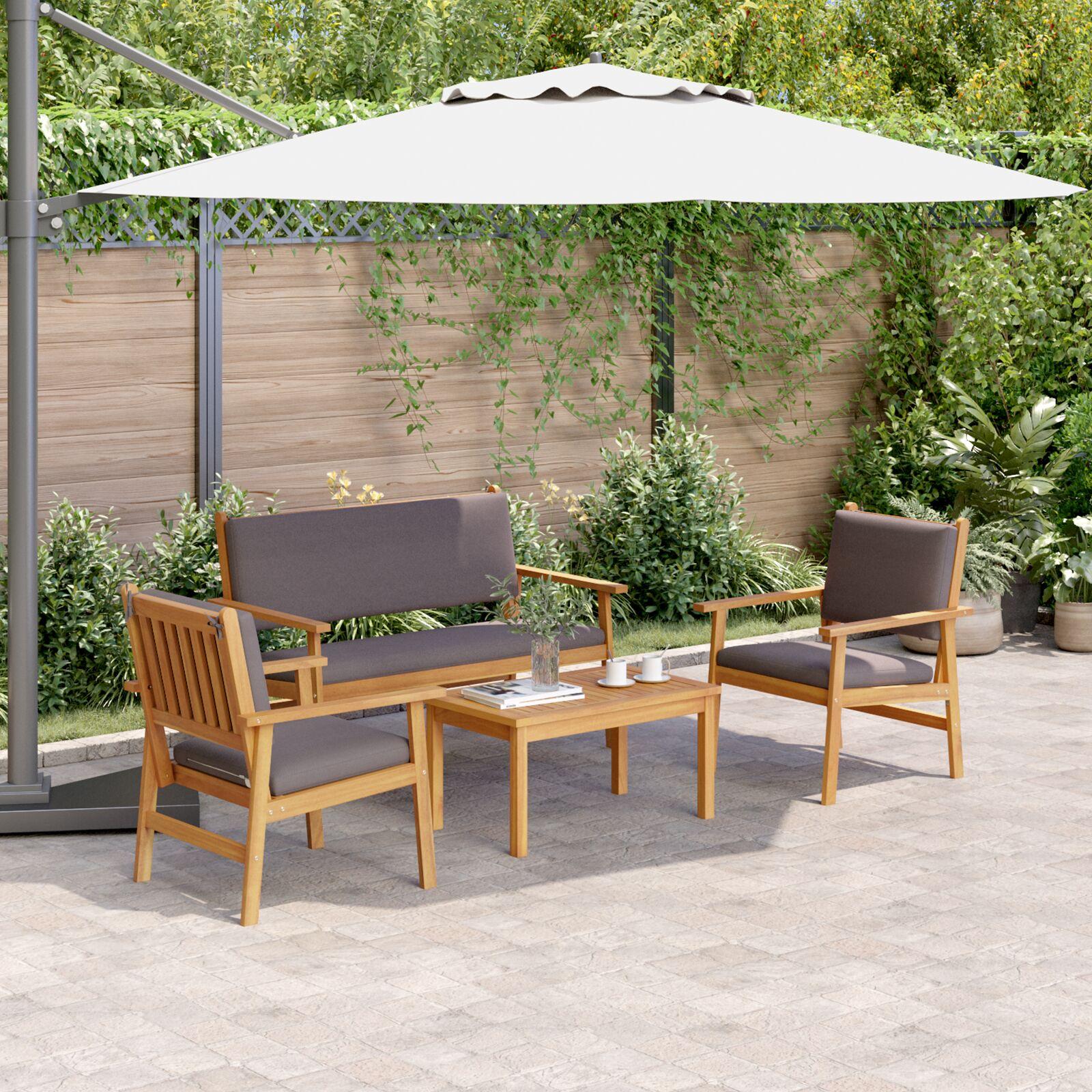 Havesofa Sæt 4 stk Brun 75 x 45 x 38cm Massivt akacietræ