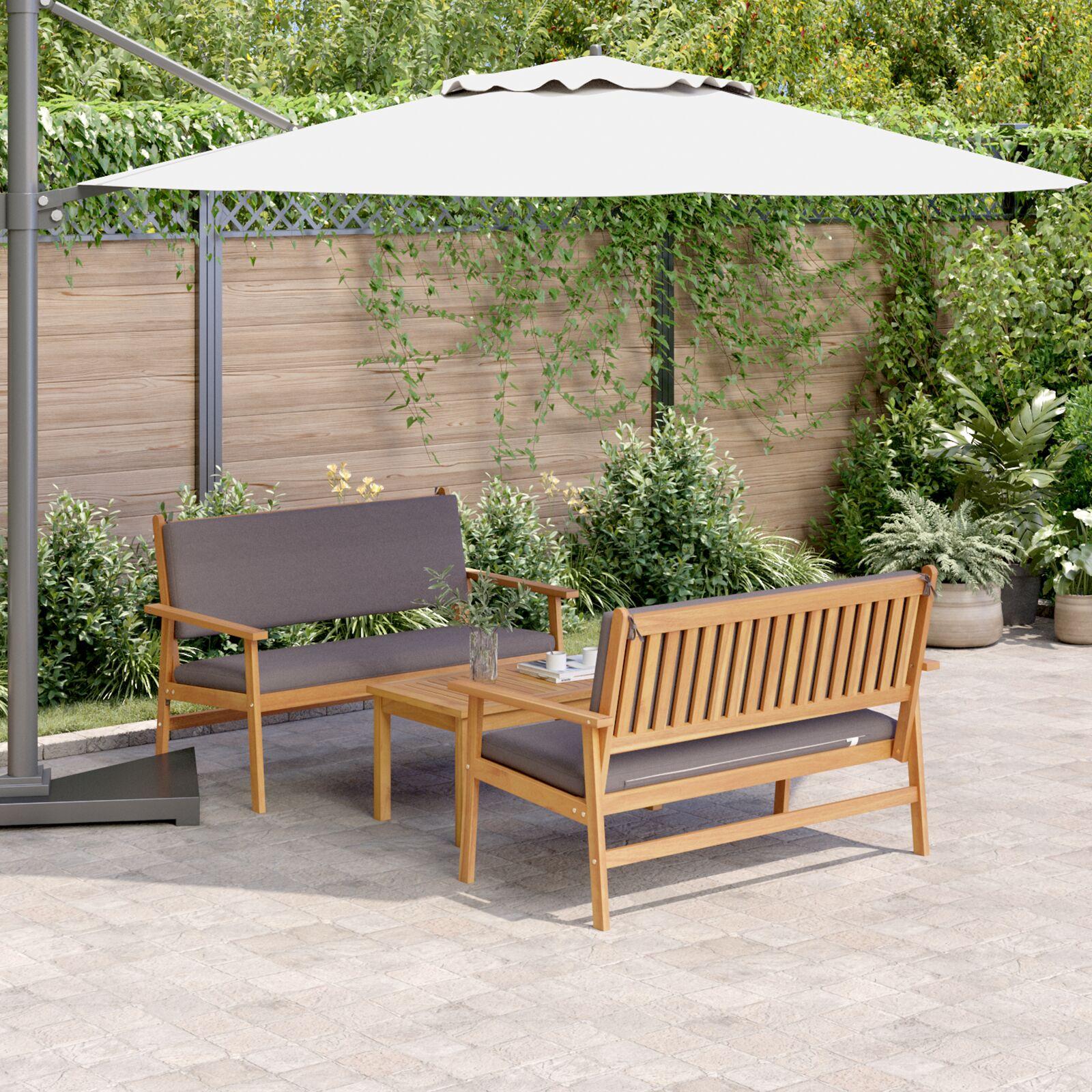 Havesofa sæt i massivt akacietræ - 3 dele, brun, 120 × 65,5 × 79 cm