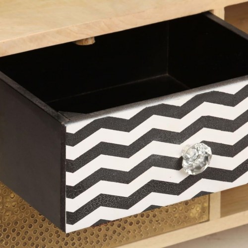 Tv-bord 120×30×40 cm i ru mangotræ - industrielt design med 2 rum og 4 skuffer
