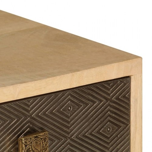 Tv-bord 120×30×40 cm i ru mangotræ - industrielt design med 2 rum og 4 skuffer