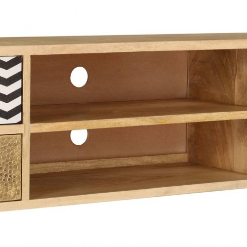 Tv-bord 120×30×40 cm i ru mangotræ - industrielt design med 2 rum og 4 skuffer