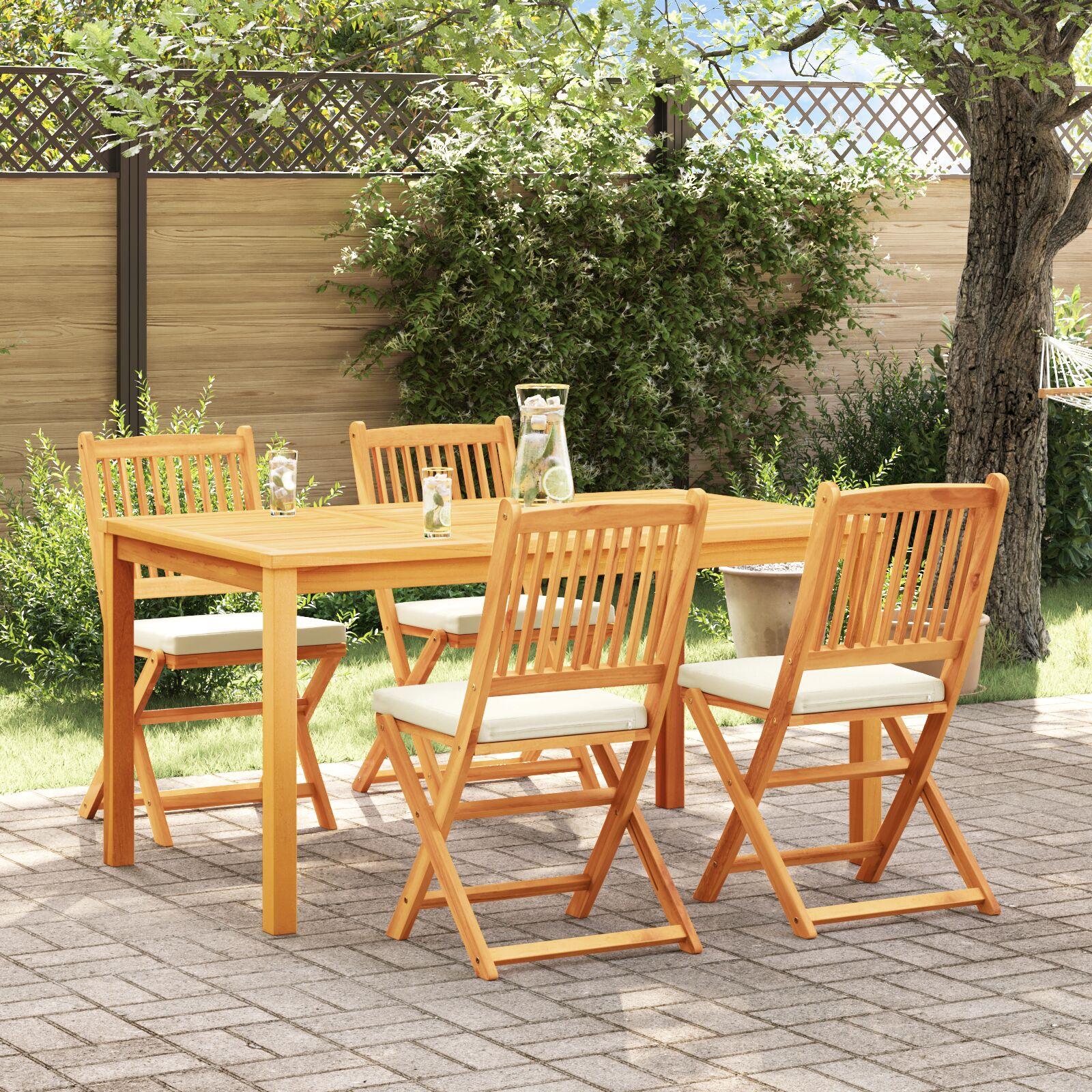 Sammenklappelig Stol Med Pude 4 Dele Hvid 49 X 57.5 X 92Cm