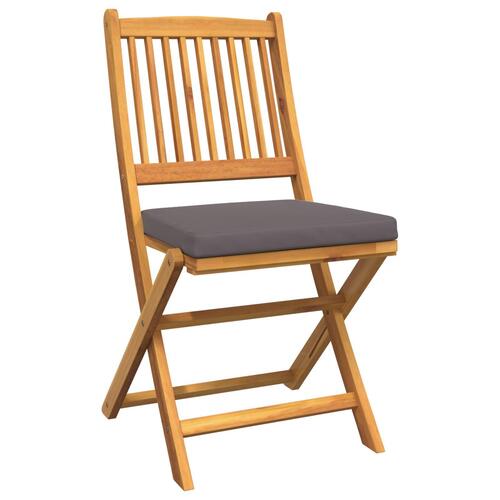 Folding Garden Chairs med grå pude 4 stk solid akacietræ