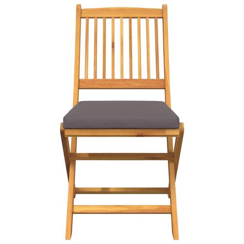 Folding Garden Chairs med grå pude 4 stk solid akacietræ