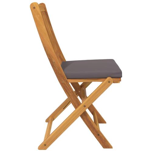 Folding Garden Chairs med grå pude 4 stk solid akacietræ