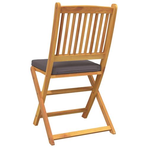 Folding Garden Chairs med grå pude 4 stk solid akacietræ