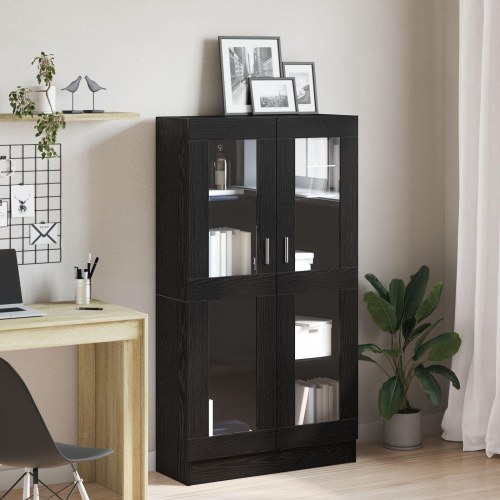 Bogskab i Sort Egetræ 82,5x30,5x150 cm - Fremstillet af Træ