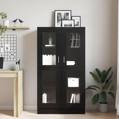 Bogskab i Sort Egetræ 82,5x30,5x150 cm - Fremstillet af Træ