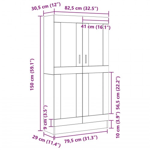 Bogskab i Sort Egetræ 82,5x30,5x150 cm - Fremstillet af Træ