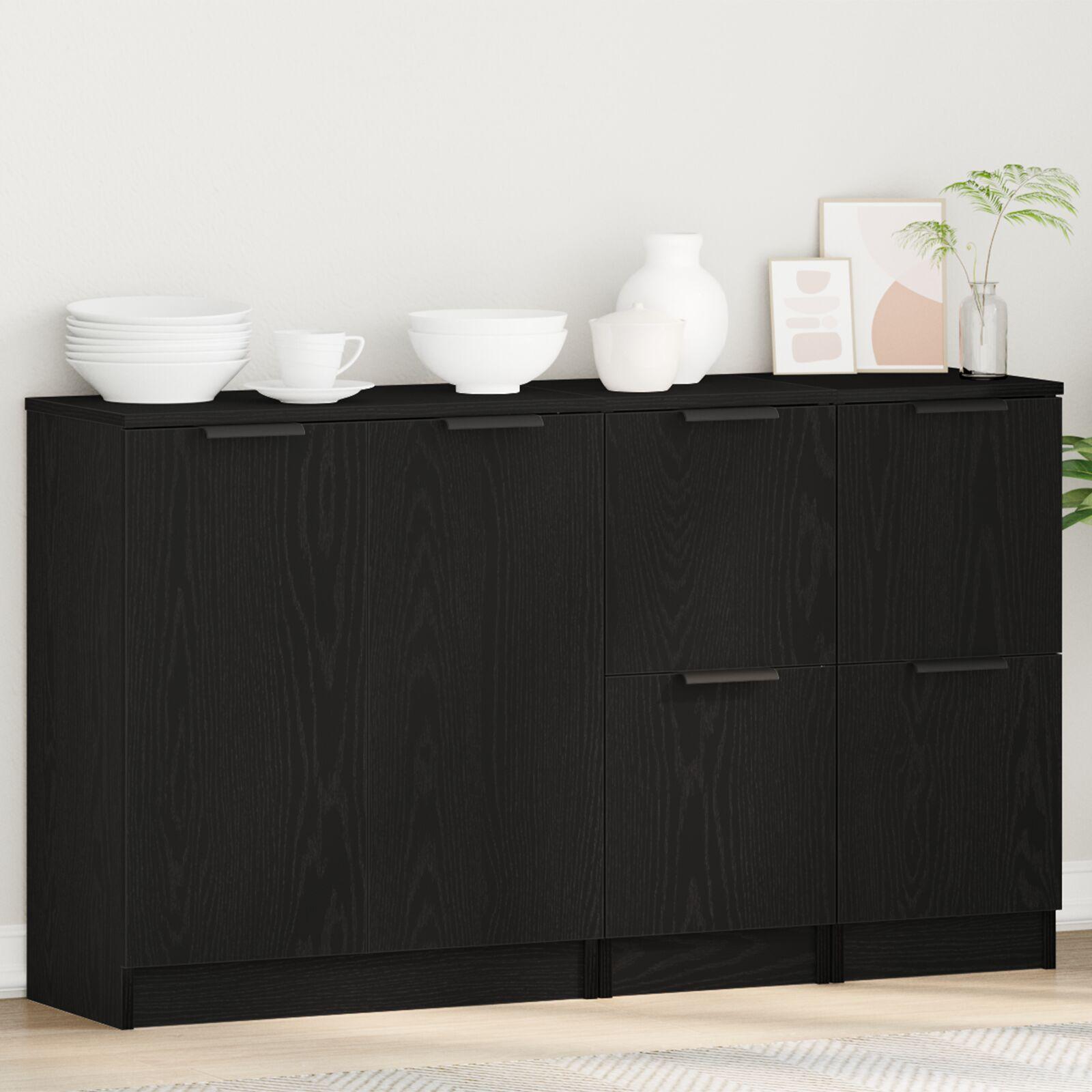 Sideboard i sort eg - 3 dele i konstrueret træ, 120 × 30 × 70 cm