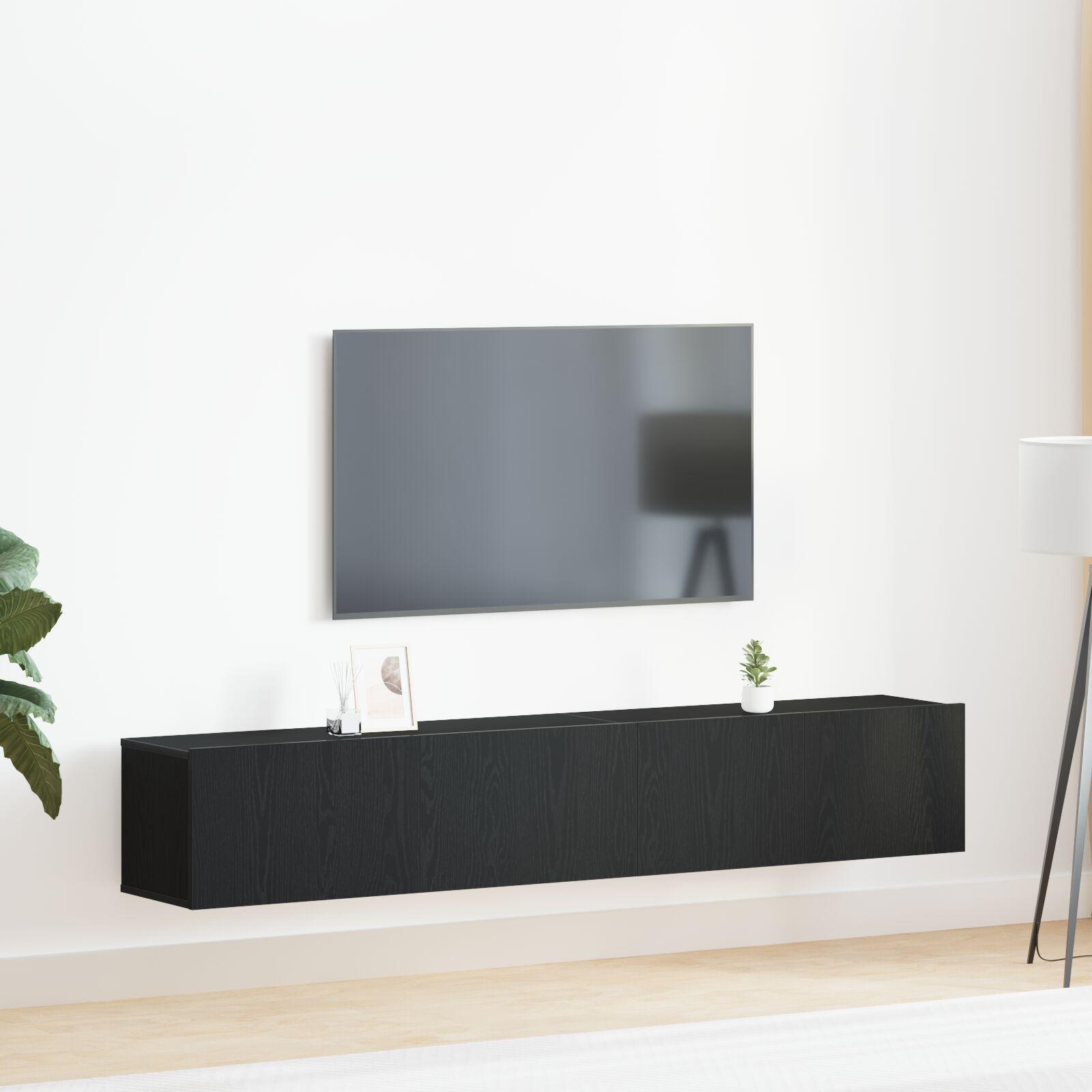 Tv-Møbelsæt 2 Dele Sort Eg 100 X 30 X 30 Cm Konstrueret Træ