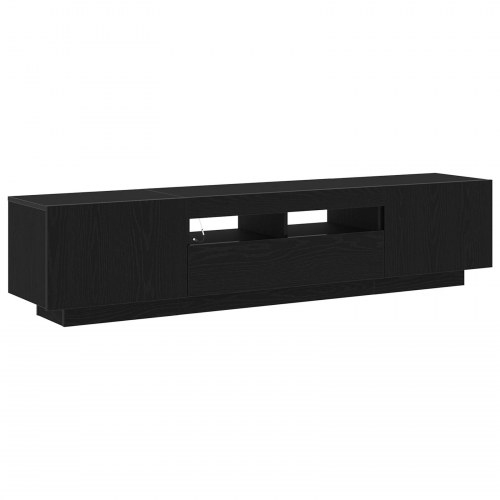 TV-skab med LED-lys i sort egetræ 180x35x40 cm lavet af træ