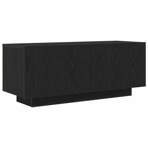 TV-skab med LED-lys i sort egetræ 180x35x40 cm lavet af træ
