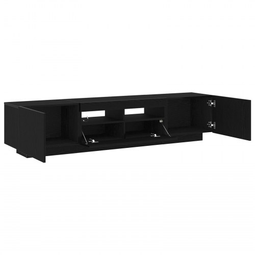 TV-skab med LED-lys i sort egetræ 180x35x40 cm lavet af træ