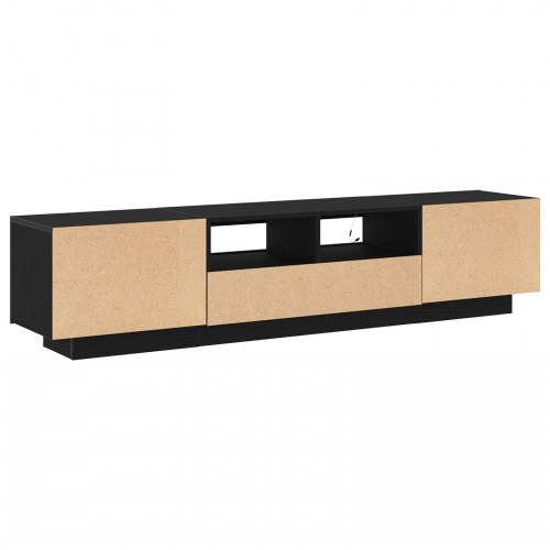 TV-skab med LED-lys i sort egetræ 180x35x40 cm lavet af træ