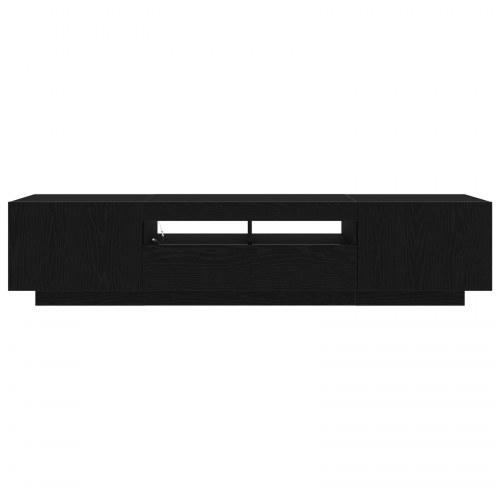 TV-skab med LED-lys i sort egetræ 180x35x40 cm lavet af træ