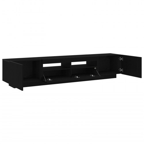 TV-bord med LED-lys i sort eg, 200x35x40 cm, lavet af konstrueret træ