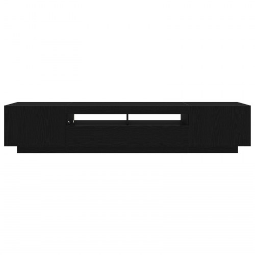 TV-bord med LED-lys i sort eg, 200x35x40 cm, lavet af konstrueret træ