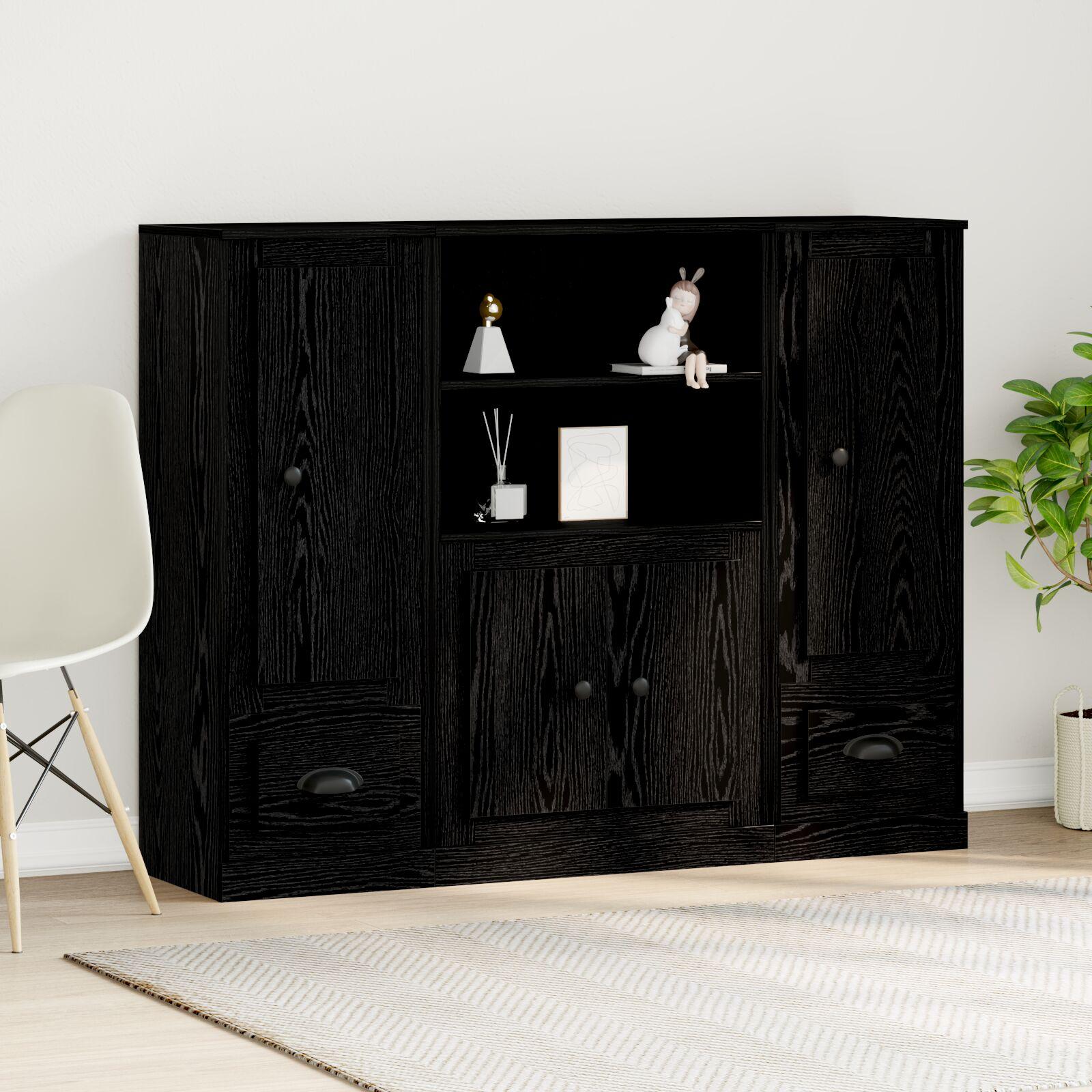 Highboard Sort eg 132 x 35,5 x 103,5 cm Konstrueret træ
