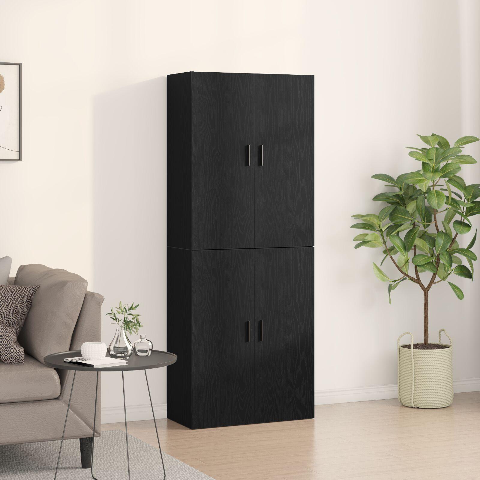 Vægskab 2 stk Sort eg 69.5 x 34 x 90 cm Konstrueret træ
