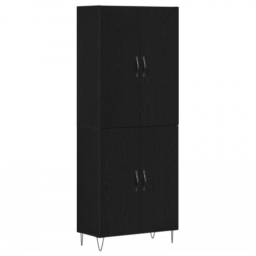 Højskab Sort Eg 69,5x34x180 cm Konstrueret træ