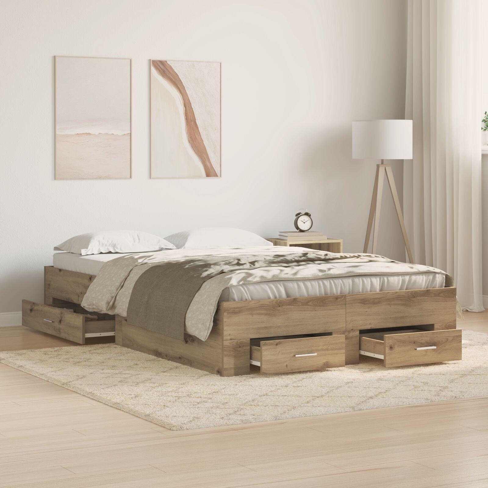 Seng med Skuffer Artisan Eg 120x200 cm Konstrueret Træ
