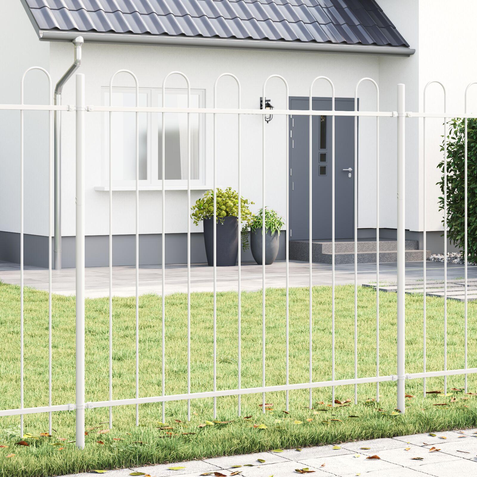 Hegn med Bue Top Hvid 5,1x1,5 m Stål