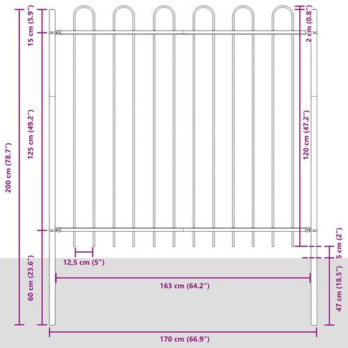 Hegn med Bue Top Hvid 5,1x1,5 m Stål