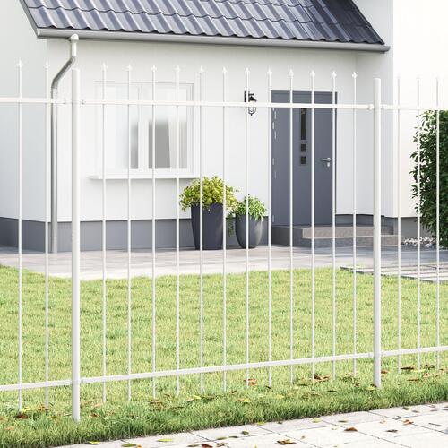 Havehegn med spidstop, hvid, 10,2x1,5 m i stål