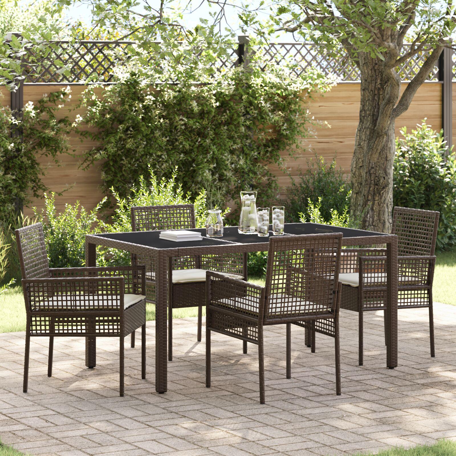 Have Spisebordssæt 5 stk Brun Poly rattan