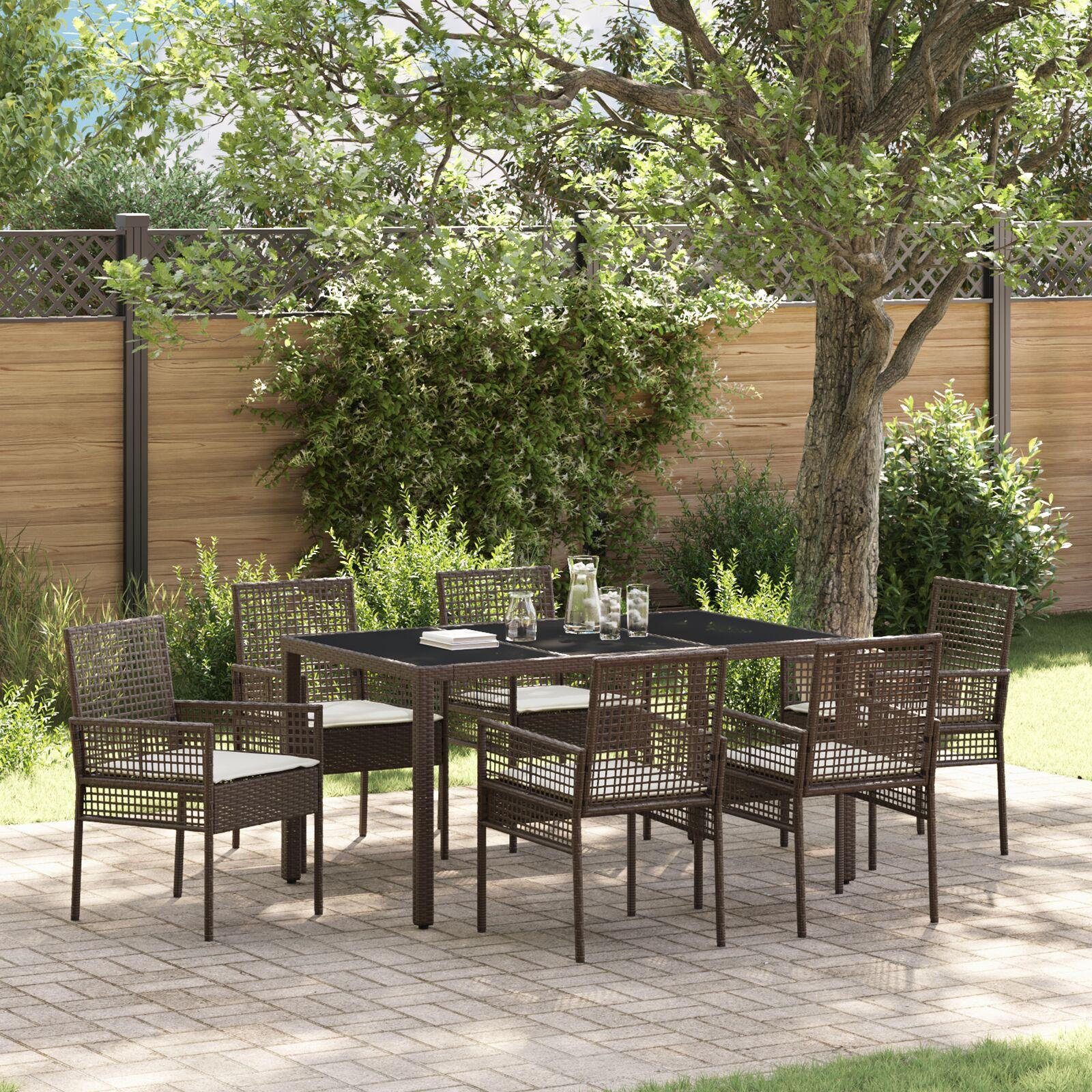Have Spisebordssæt 7 stk Brun Poly rattan