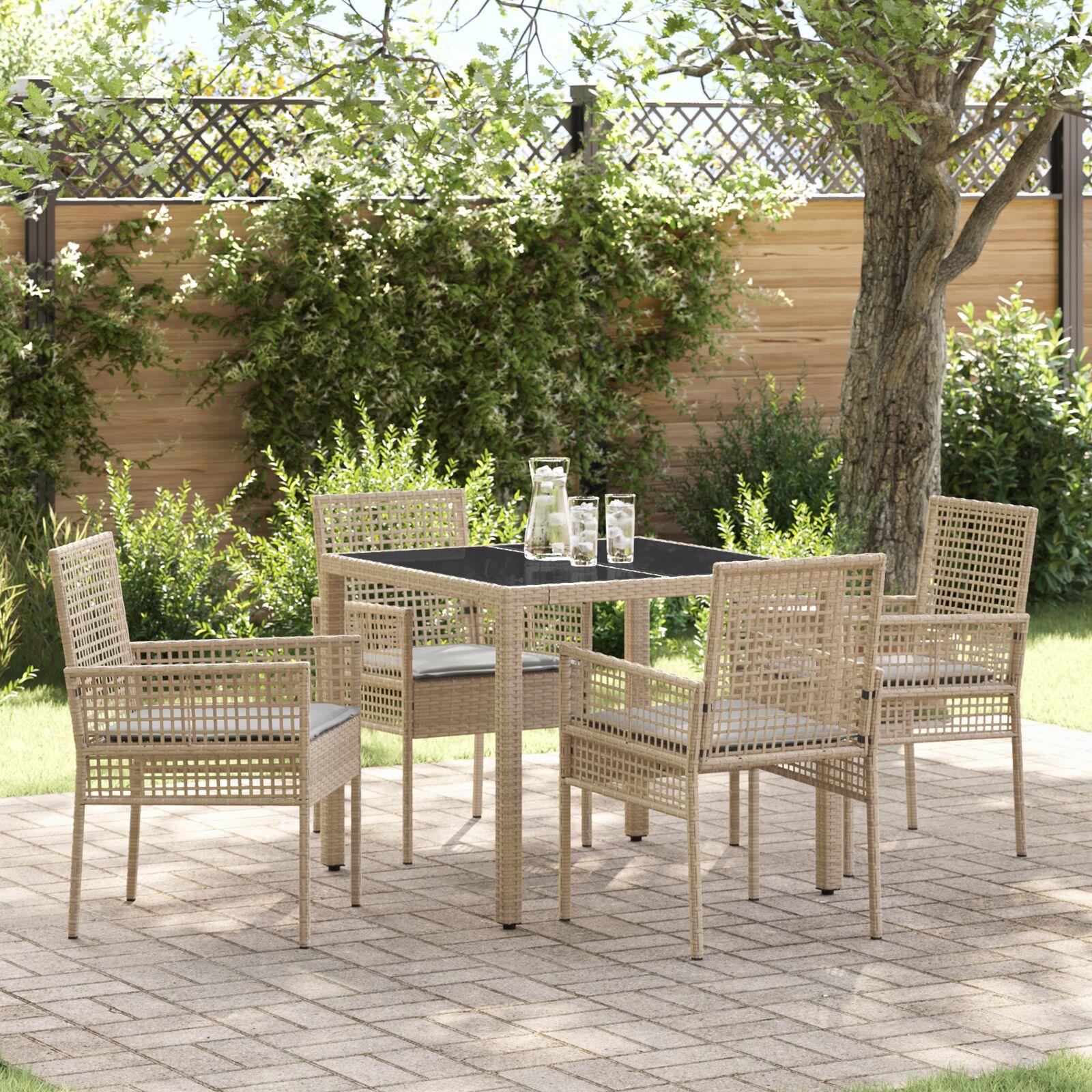 Have Spisebordssæt 5 Dele Beige Poly Rattan