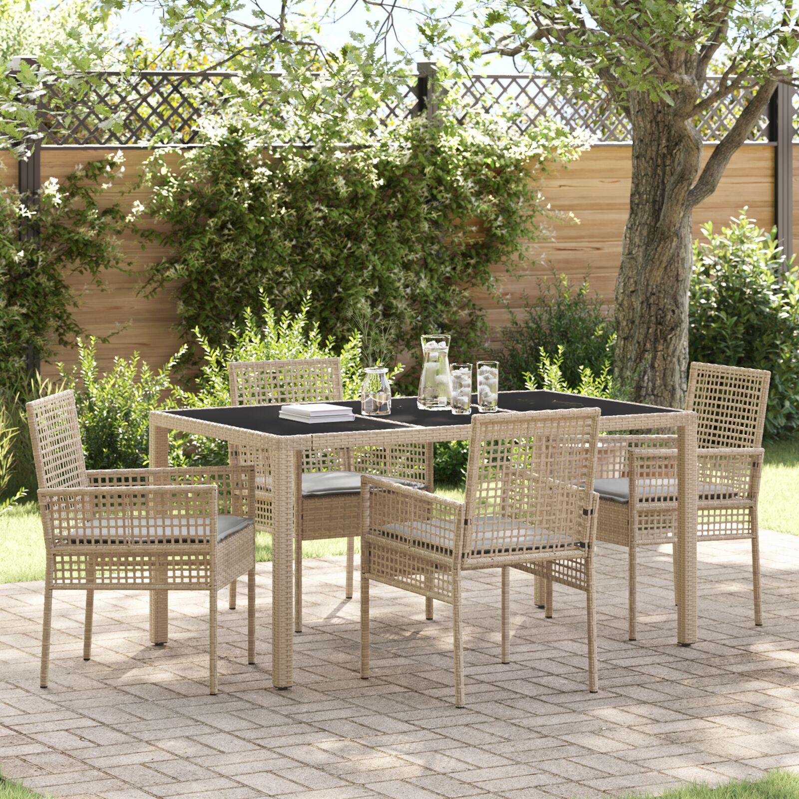 Have Spisebordssæt 5 Dele Beige Poly Rattan