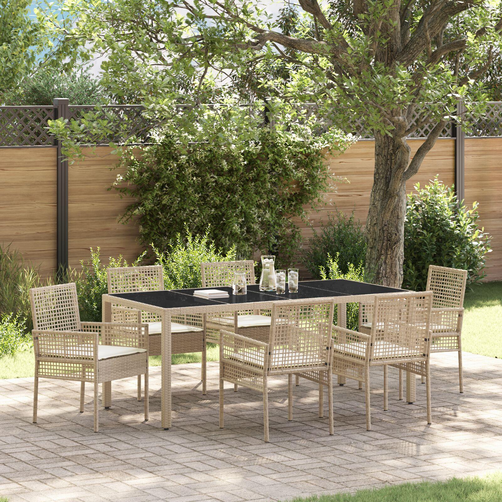Have Spisebordssæt 7 stk Beige Poly rattan