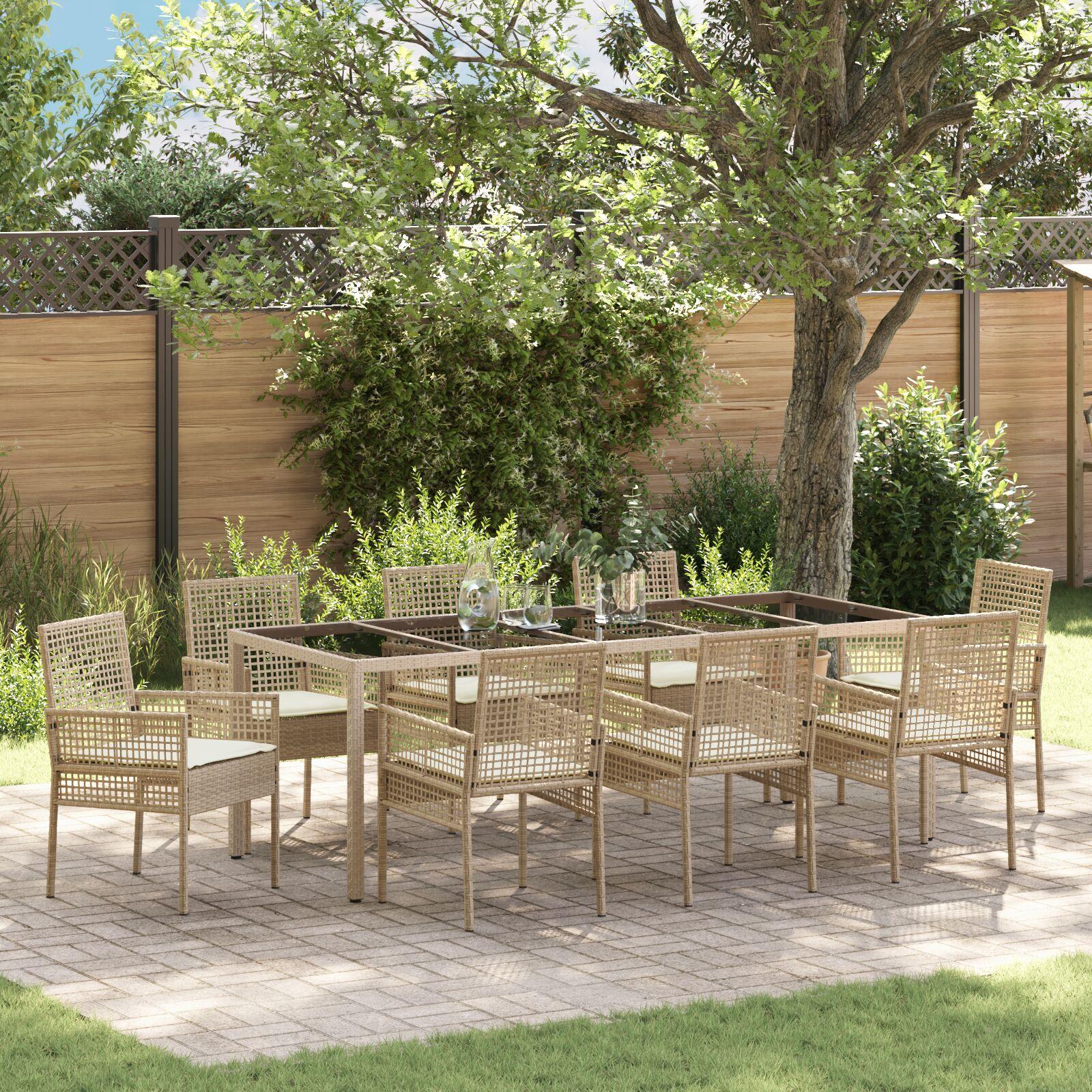 Have Spisebordssæt 9 stk Beige Poly rattan