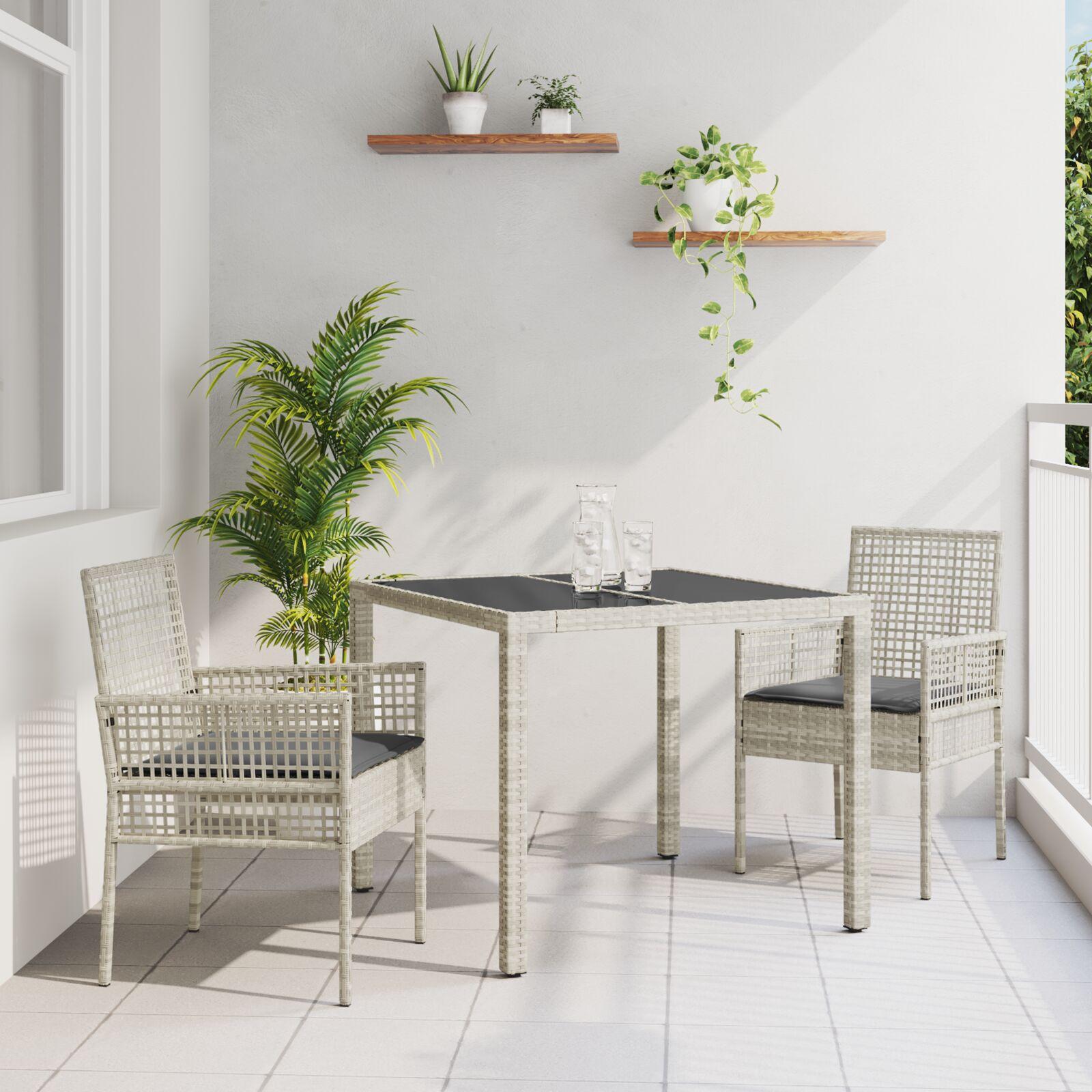 3 Delers Havemøbelset Med Puder Lys Grå Poly Rattan