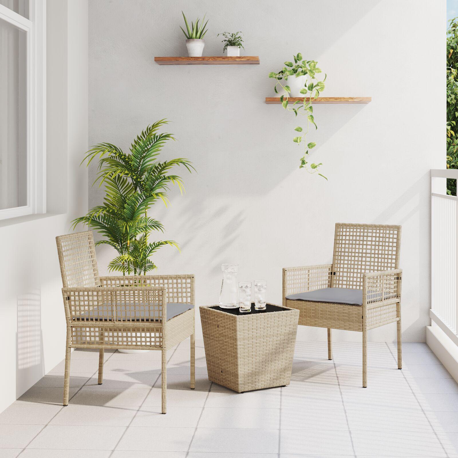 Have Bistro Sæt 3 stk Beige Poly rattan