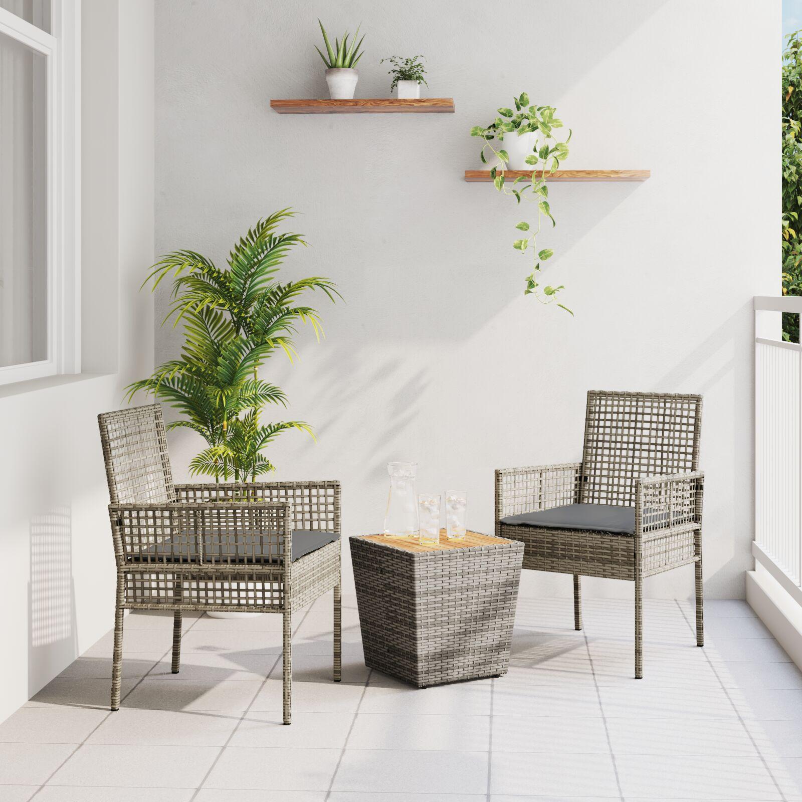 Have Bistro Sæt 3 stk Grå Poly rattan