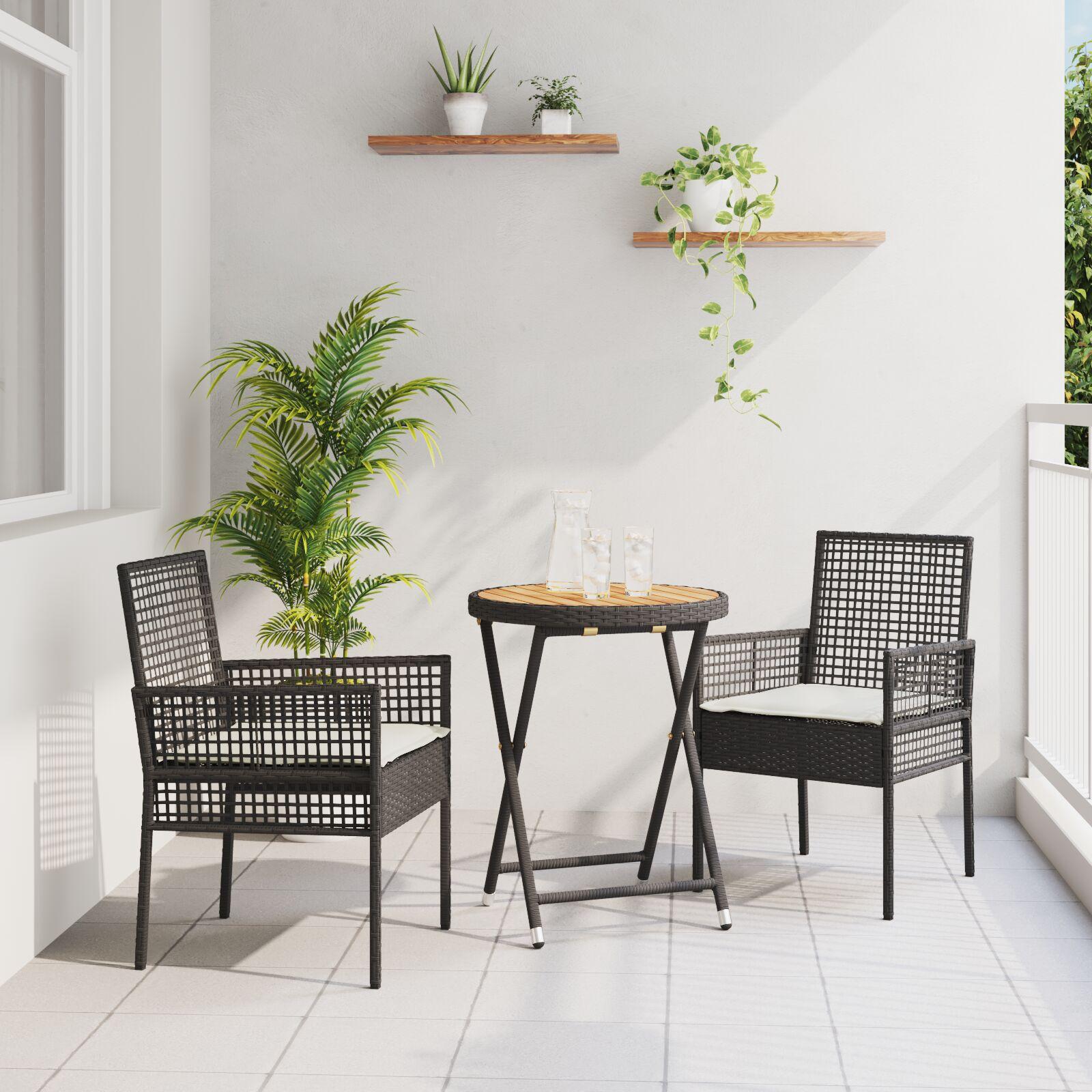 Have Bistro Sæt 3 stk Sort Poly rattan